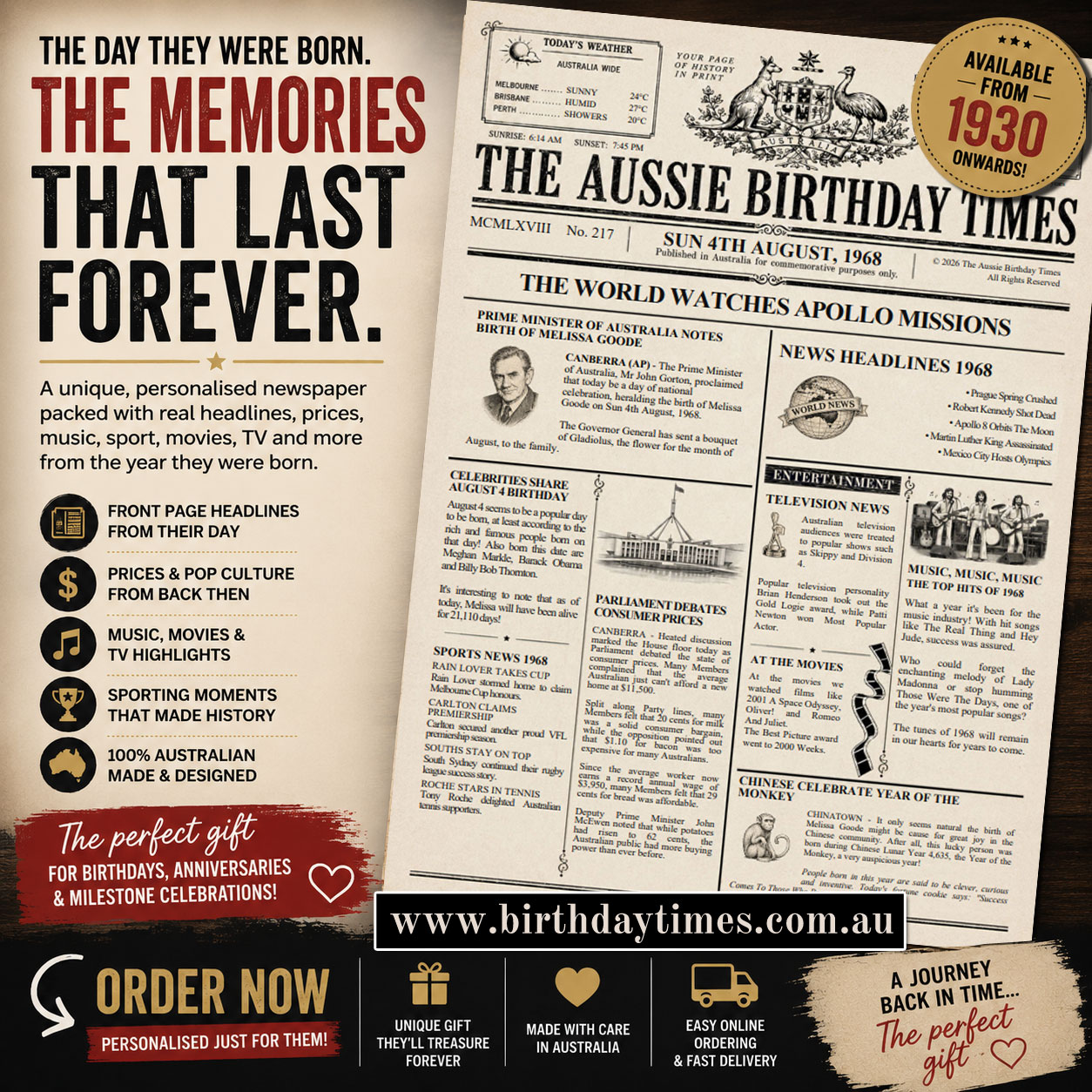 Aussie Birthday Times
